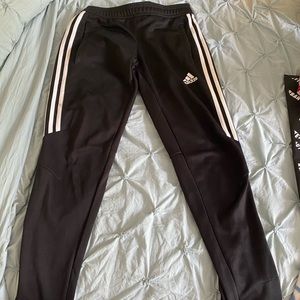 Adidas black 3strip Joggers
